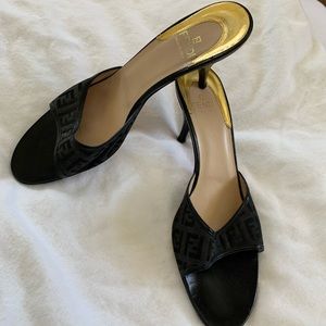 Fendi black slipper sandals